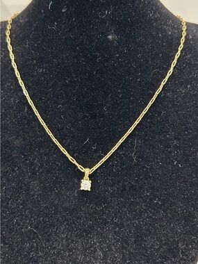 Kendra Scott Gold Chain Necklace with Clear Stone Pendant